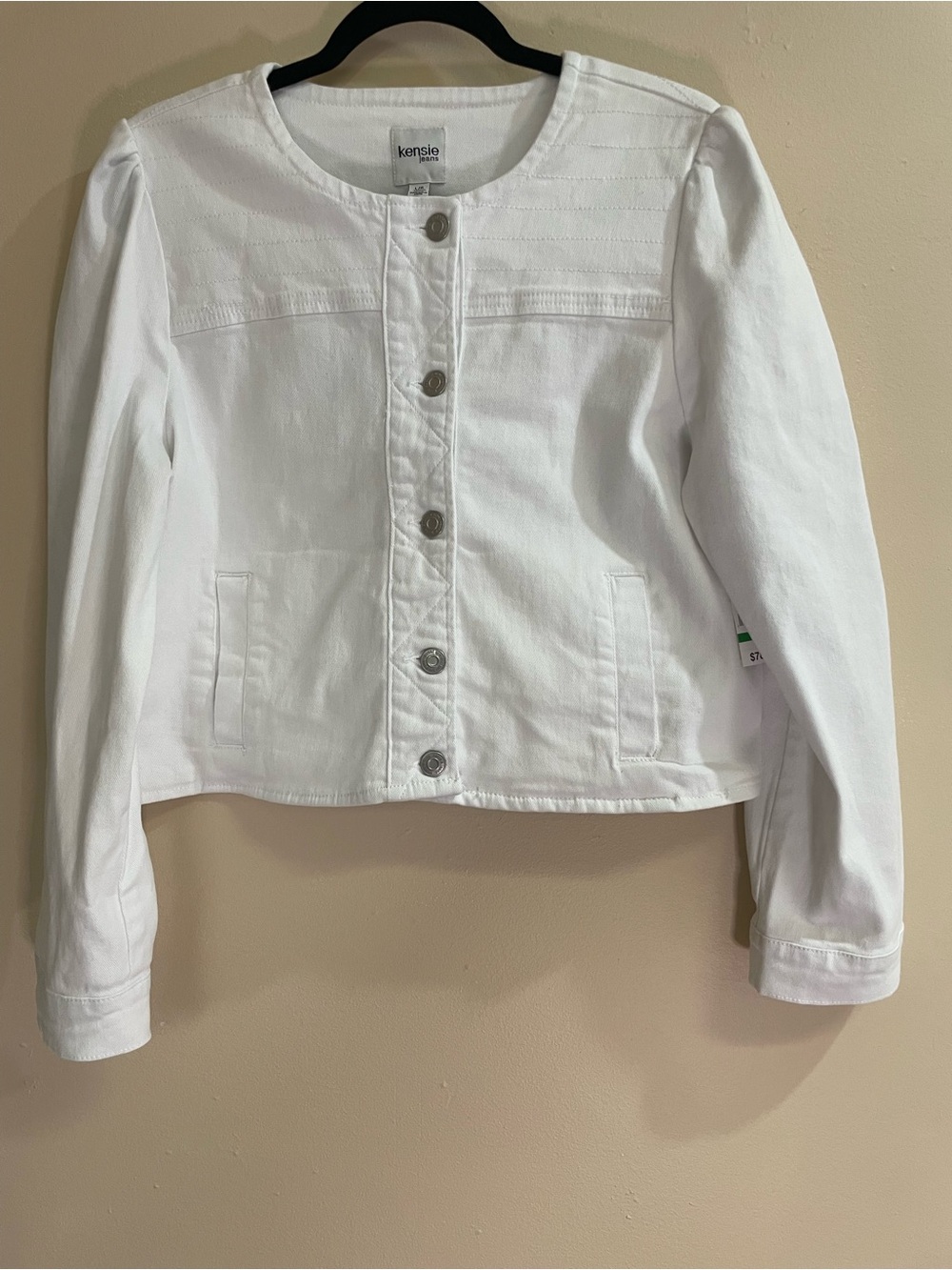 NWT Kensie Jeans White Cropped Denim Jacket Size L/6